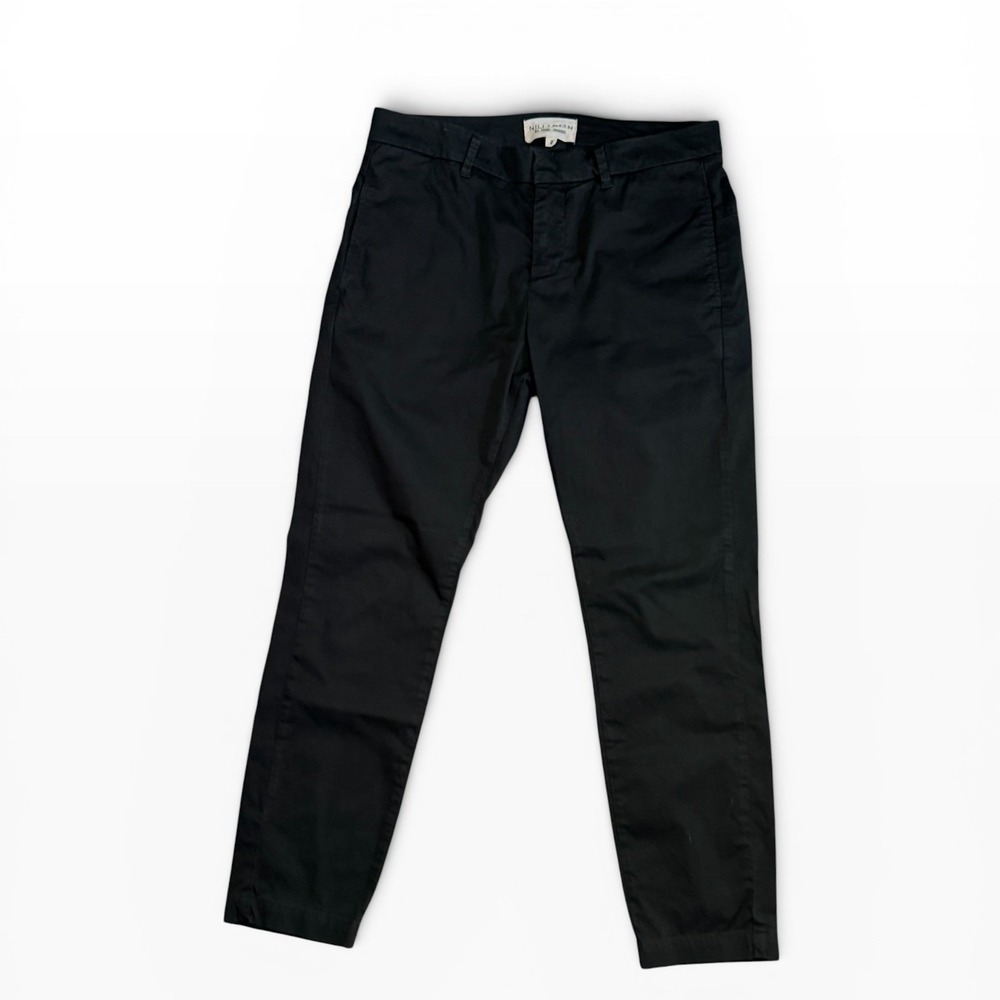 Nili Lotan Black Cotton Slim Fit Crop Chino Trousers Pants Size 2 USA 2609988